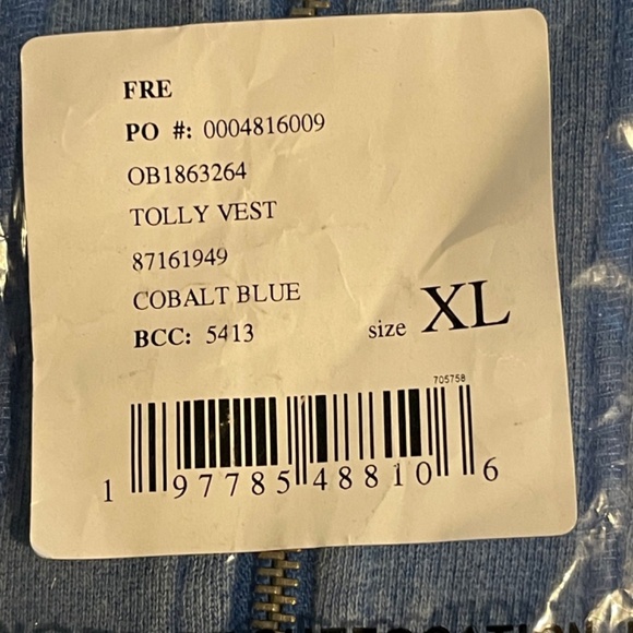 NWT Free People We the Free Tolly Cotton Fleece Short Sleeve Jacket, Blue, XL - Picture 9 of 10